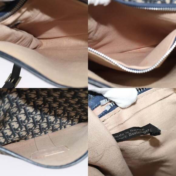 DIOR Trotter Canvas Shoulder Bag Navy Silver - Picture 12 of 13